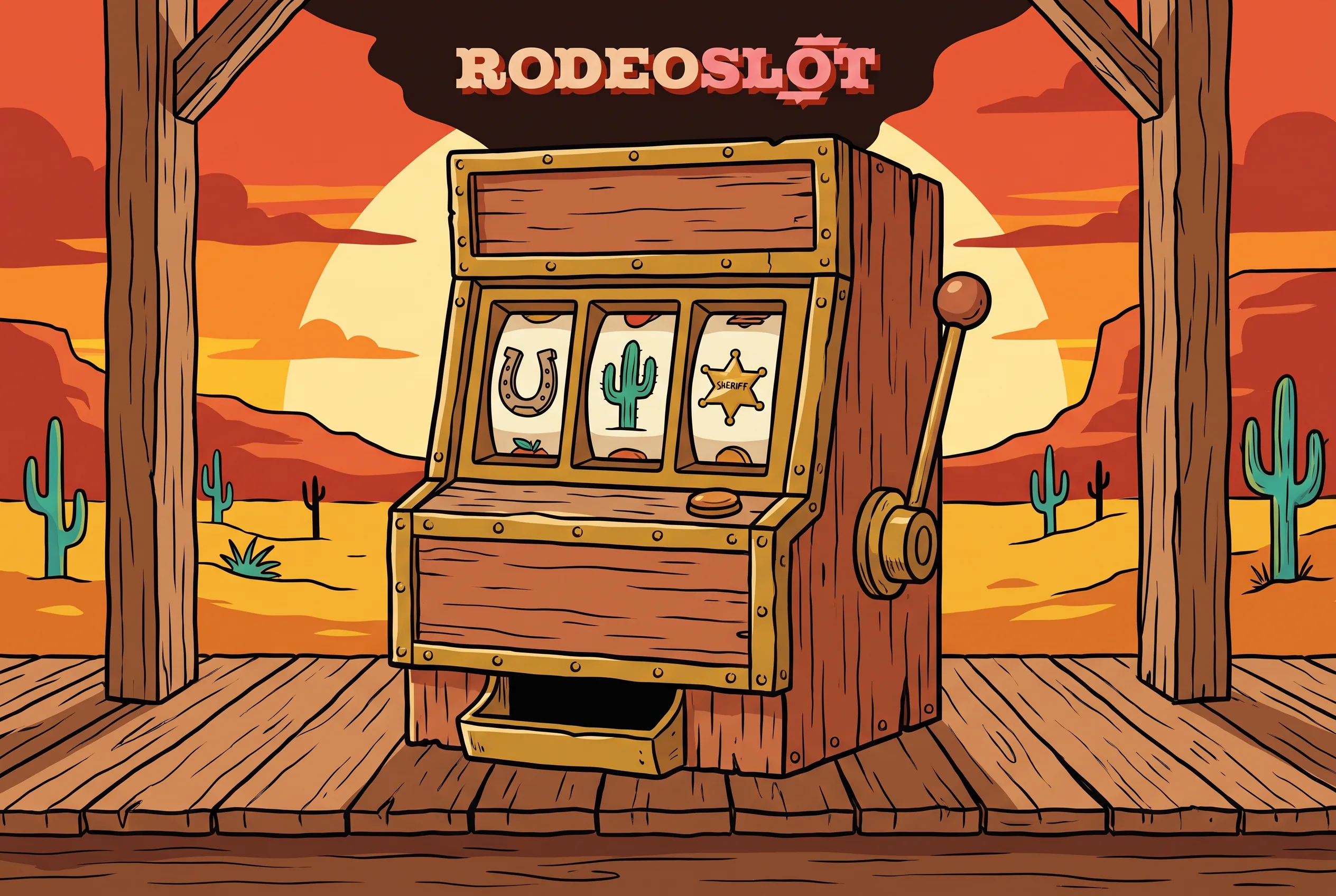 Western slot machine in the Rodeo Slots desert landscape